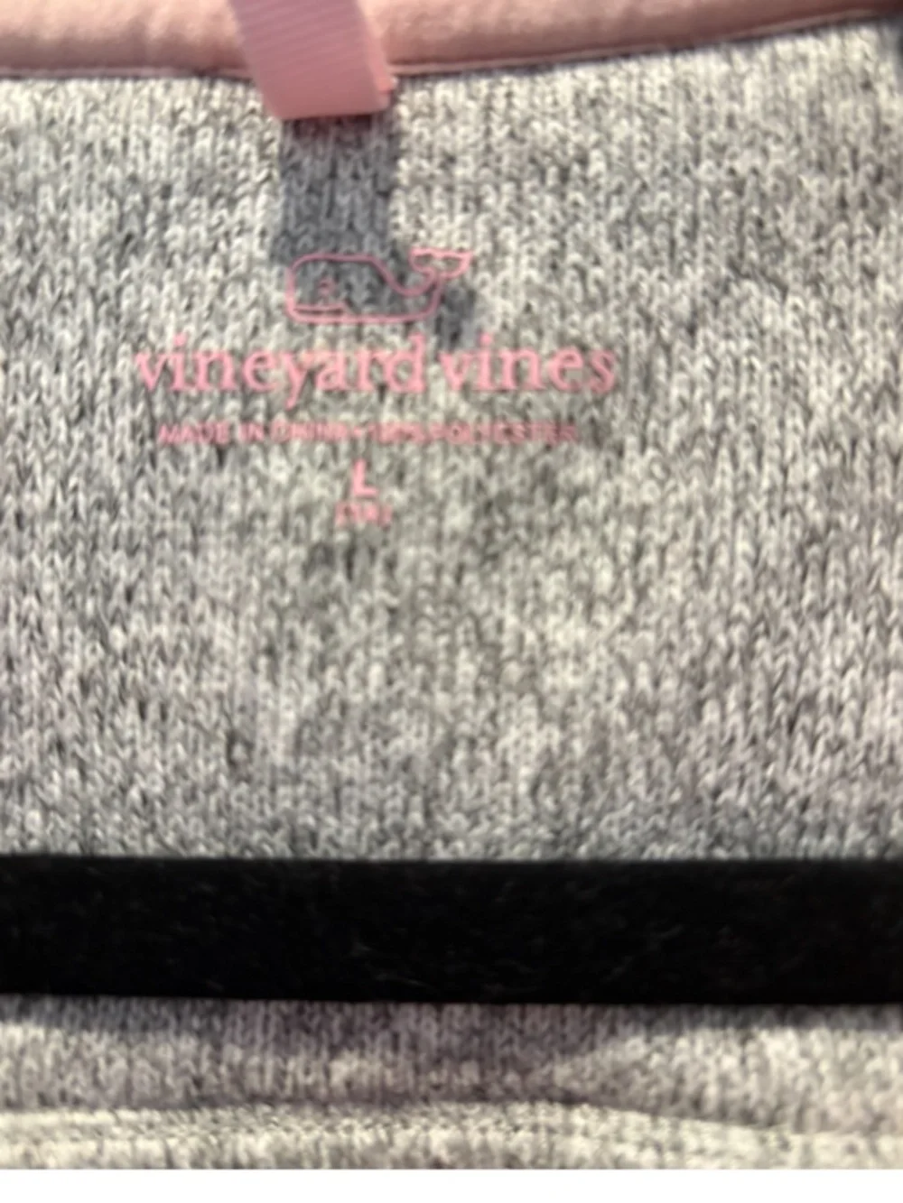 Vineyard Vines Girls Heather Gray Sweater Fleece Full Zip Jacket Pink Trim L 10-